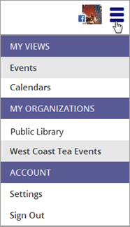 Organization names, web app menu