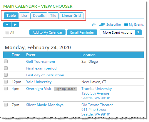 Tabbed View Chooser